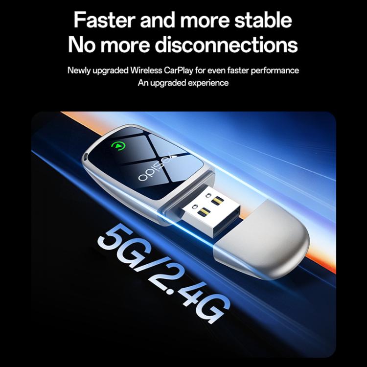 Yesido KM29 Wired to Wireless CarPlay Converter - Gold