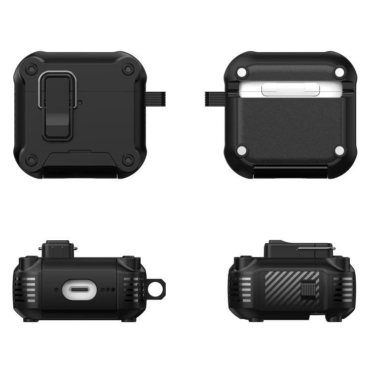 For AirPods 4 Safety Buckle Magnetic Auto Pop-Up Earphones Protective Case With Holder