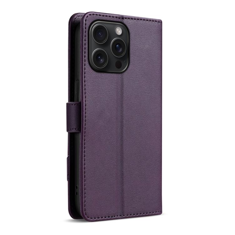 For iPhone 13 Pro Max AZNS A2 Series Tri-Card Wallet RFID Vegan Leather Phone Case with Strap