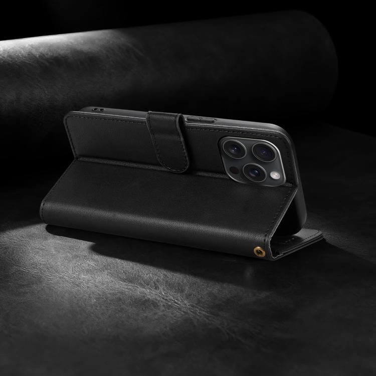 For iPhone 13 Pro Max AZNS A2 Series Tri-Card Wallet RFID Vegan Leather Phone Case with Strap
