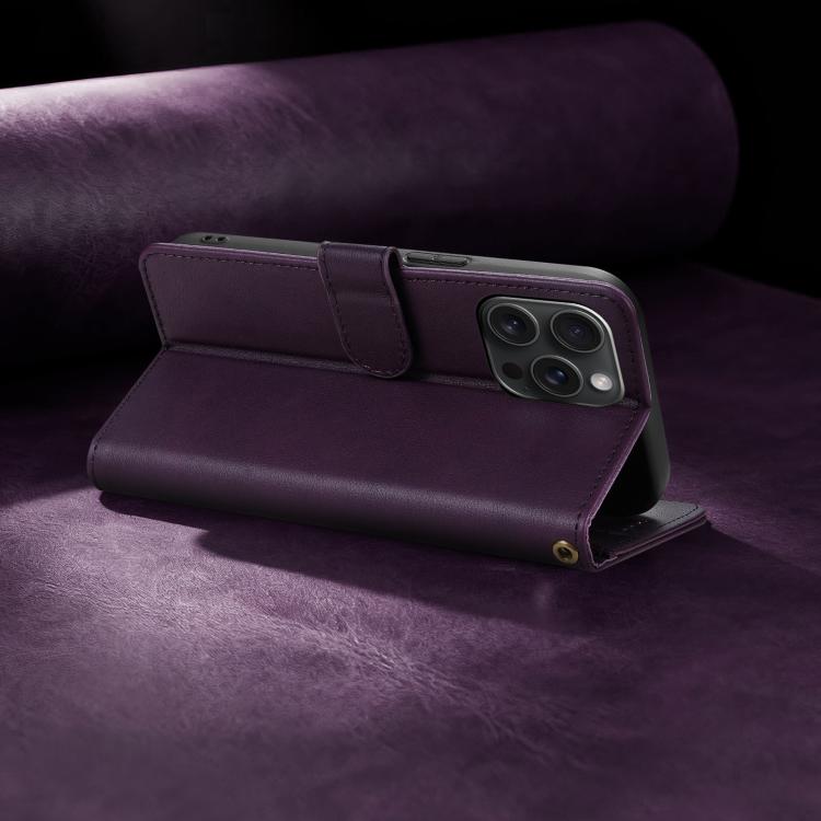 For iPhone 15 Pro Max AZNS A2 Series Tri-Card Wallet RFID Vegan Leather Phone Case with Strap