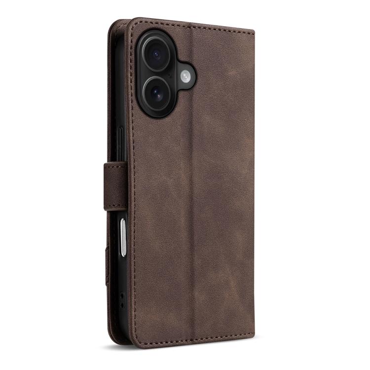 For iPhone 16 AZNS A2 Series Tri-Card Wallet RFID Vegan Leather Phone Case with Strap