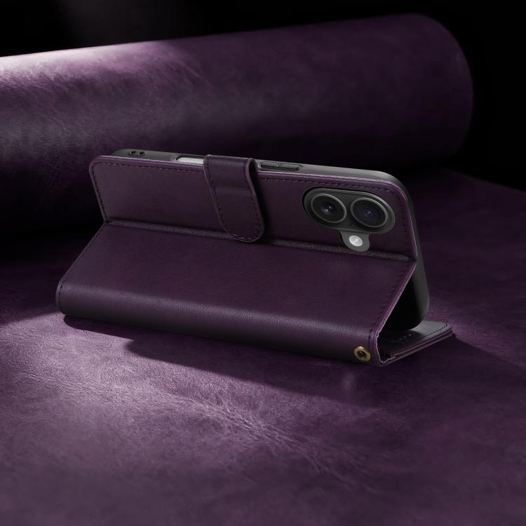 For iPhone 16 AZNS A2 Series Tri-Card Wallet RFID Vegan Leather Phone Case with Strap