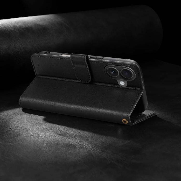 For iPhone 16 AZNS A2 Series Tri-Card Wallet RFID Vegan Leather Phone Case with Strap
