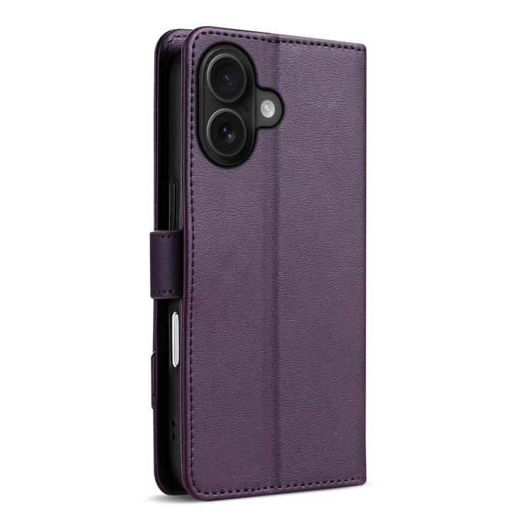 For iPhone 16 Plus AZNS A2 Series Tri-Card Wallet RFID Vegan Leather Phone Case with Strap