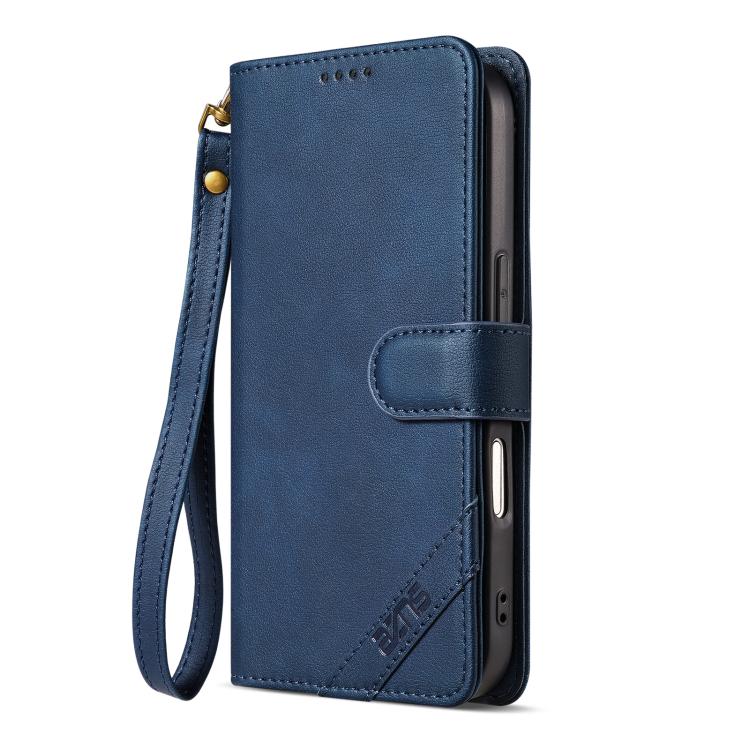 For iPhone 16 Plus AZNS A2 Series Tri-Card Wallet RFID Vegan Leather Phone Case with Strap