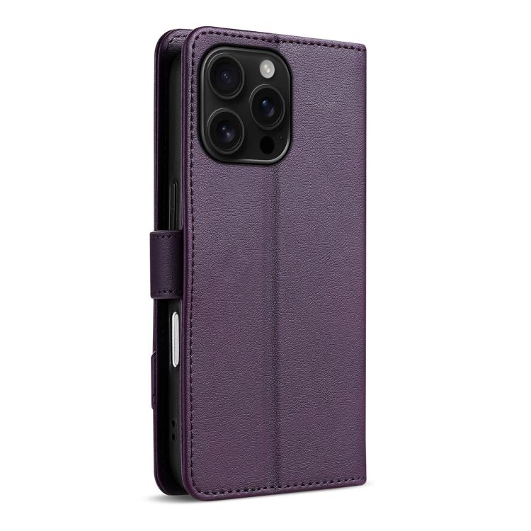 For iPhone 16 Pro AZNS A2 Series Tri-Card Wallet RFID Vegan Leather Phone Case with Strap