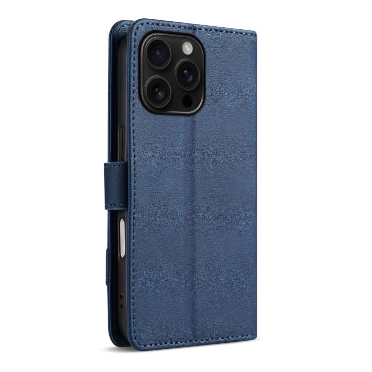 For iPhone 16 Pro AZNS A2 Series Tri-Card Wallet RFID Vegan Leather Phone Case with Strap