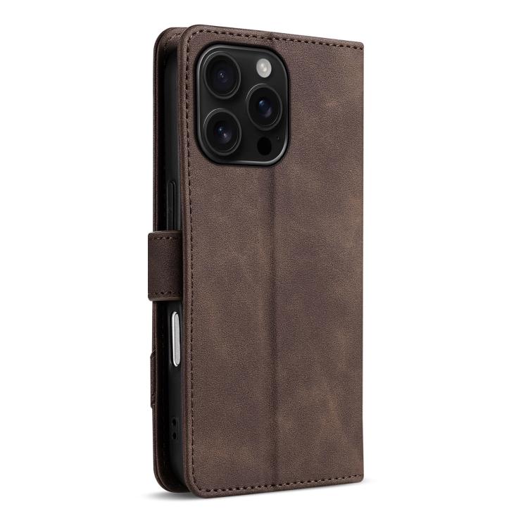 For iPhone 16 Pro Max AZNS A2 Series Tri-Card Wallet RFID Vegan Leather Phone Case with Strap