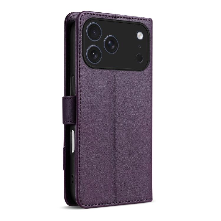 For iPhone 17 Pro Max AZNS A2 Series Tri-Card Wallet RFID Vegan Leather Phone Case with Strap