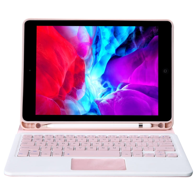 T098B-A Pressed Skin Texture TPU Detachable Candy Colors Bluetooth Keyboard Tablet Case for iPad Air 4 10.9 inch (2020), with Stand & Pen Slot & Touch