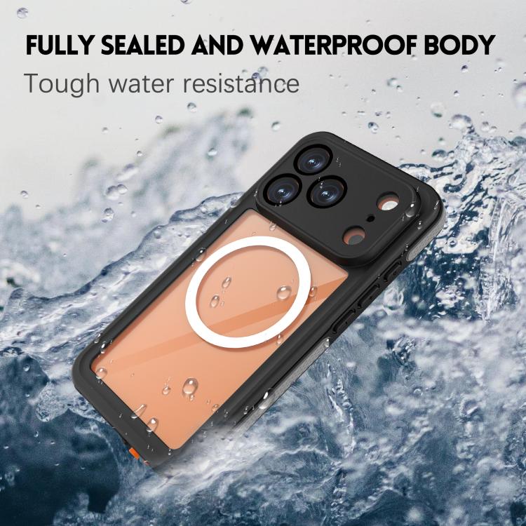 For iPhone 17 Pro RedPepper V Series IP68 Waterproof Magnetic Phone Case - Black