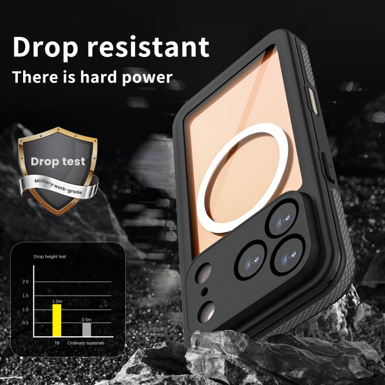For iPhone 17 Pro RedPepper V Series IP68 Waterproof Magnetic Phone Case - Black