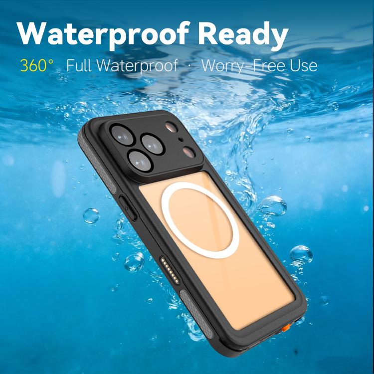 For iPhone 17 Pro RedPepper V Series IP68 Waterproof Magnetic Phone Case - Black