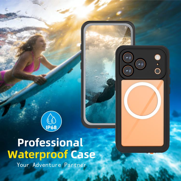 For iPhone 17 Pro RedPepper V Series IP68 Waterproof Magnetic Phone Case - Black