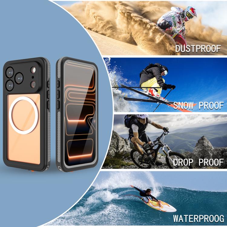 For iPhone 17 Pro RedPepper V Series IP68 Waterproof Magnetic Phone Case - Black
