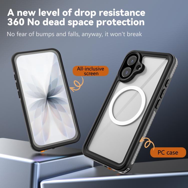 For iPhone 17 RedPepper V Series IP68 Waterproof Magnetic Phone Case - Black