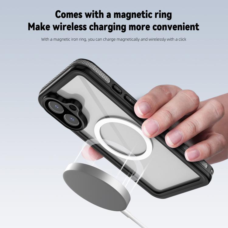 For iPhone 17 RedPepper V Series IP68 Waterproof Magnetic Phone Case - Black