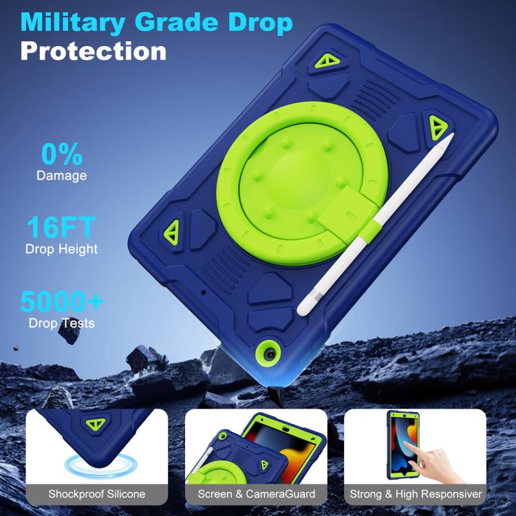 For iPad 10.2 2021 / 2020 / 2019 Space Planet Ring Holder Silicone Hydric PC Tablet Case with Shoulder Strap