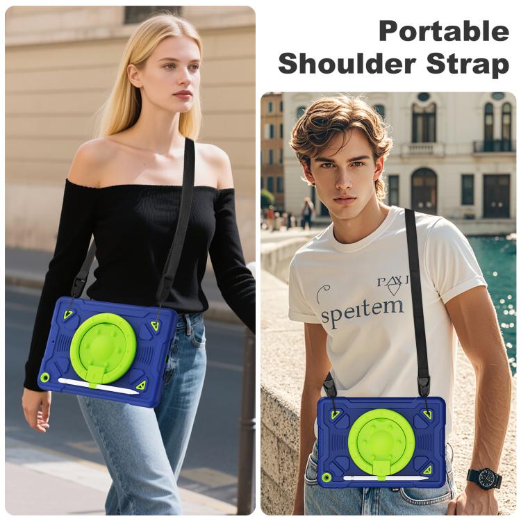 For iPad 10.2 2021 / 2020 / 2019 Space Planet Ring Holder Silicone Hydric PC Tablet Case with Shoulder Strap