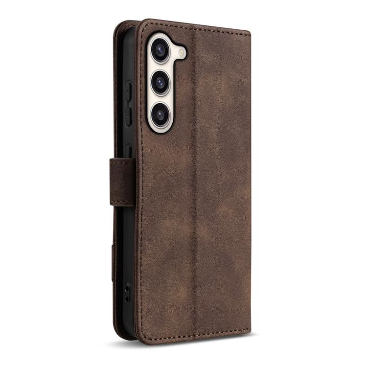 For Samsung Galaxy S23 5G AZNS A2 Series Tri-Card Wallet RFID Vegan Leather Phone Case with Strap