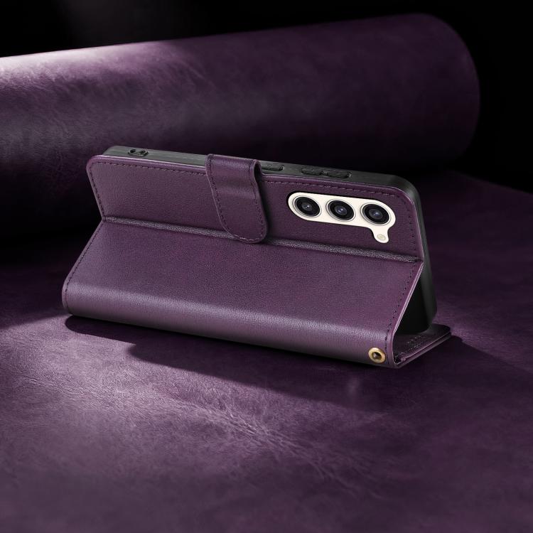 For Samsung Galaxy S23 5G AZNS A2 Series Tri-Card Wallet RFID Vegan Leather Phone Case with Strap