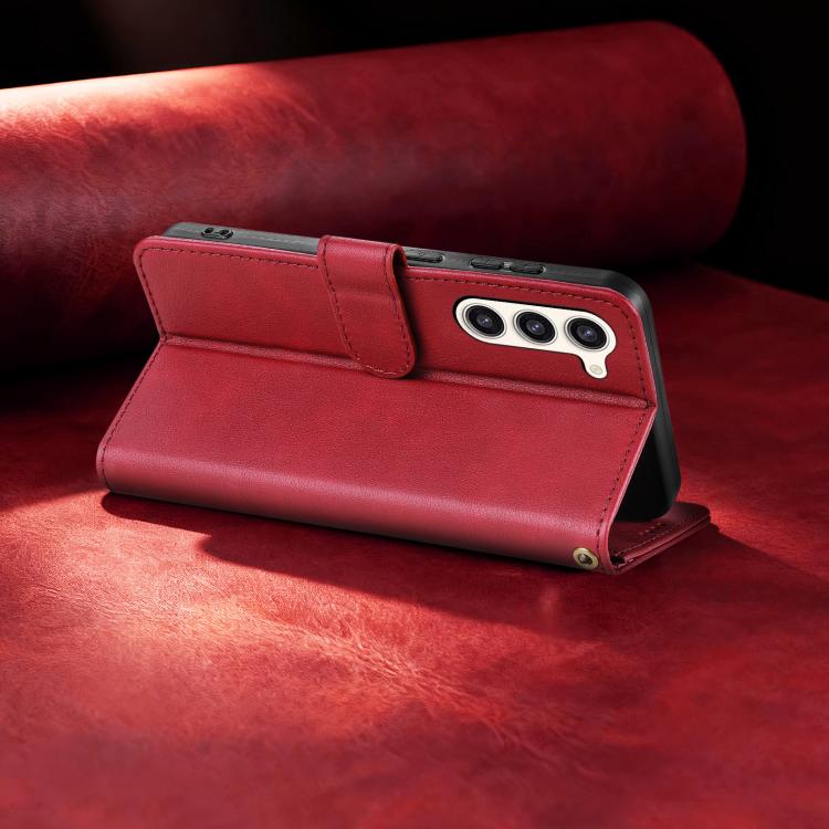 For Samsung Galaxy S23 5G AZNS A2 Series Tri-Card Wallet RFID Vegan Leather Phone Case with Strap