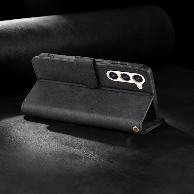For Samsung Galaxy S23 5G AZNS A2 Series Tri-Card Wallet RFID Vegan Leather Phone Case with Strap