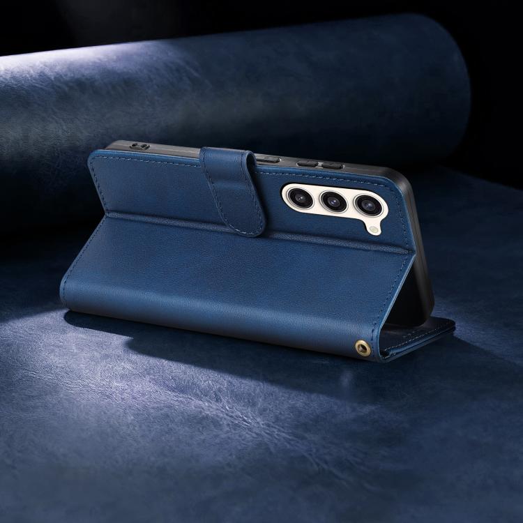 For Samsung Galaxy S23 5G AZNS A2 Series Tri-Card Wallet RFID Vegan Leather Phone Case with Strap
