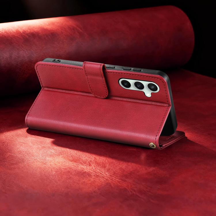 For Samsung Galaxy S24 FE 5G AZNS A2 Series Tri-Card Wallet RFID Vegan Leather Phone Case with Strap