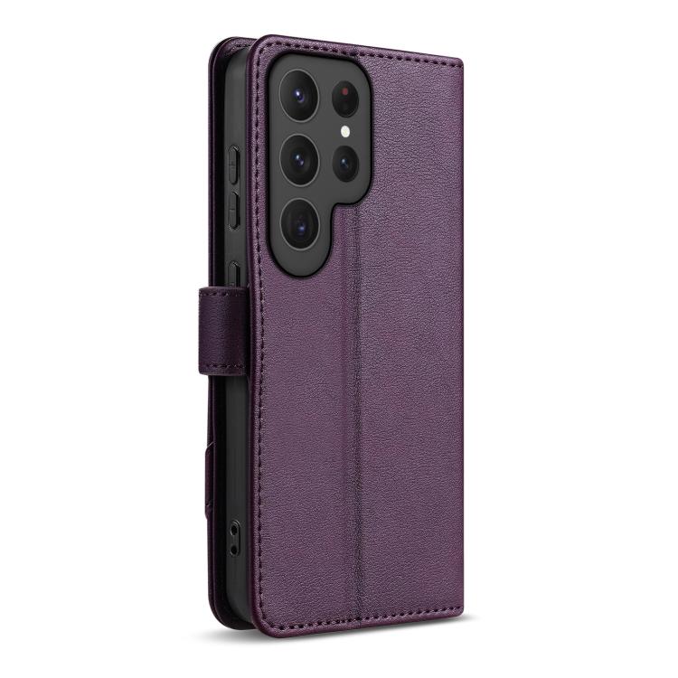 For Samsung Galaxy S23 Ultra 5G AZNS A2 Series Tri-Card Wallet RFID Vegan Leather Phone Case with Strap