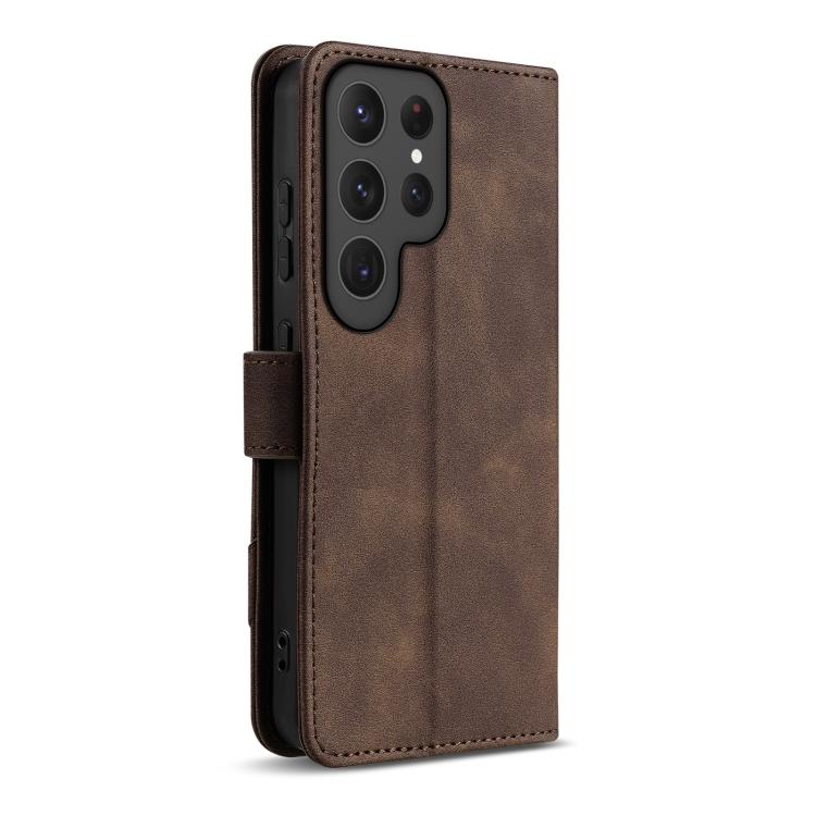 For Samsung Galaxy S24 Ultra 5G AZNS A2 Series Tri-Card Wallet RFID Vegan Leather Phone Case with Strap
