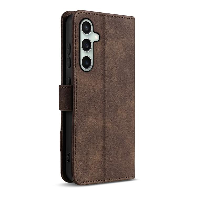 For Samsung Galaxy S24 5G AZNS A2 Series Tri-Card Wallet RFID Vegan Leather Phone Case with Strap
