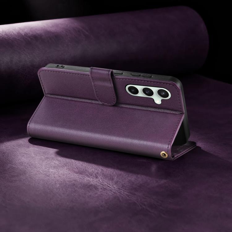 For Samsung Galaxy S24 5G AZNS A2 Series Tri-Card Wallet RFID Vegan Leather Phone Case with Strap