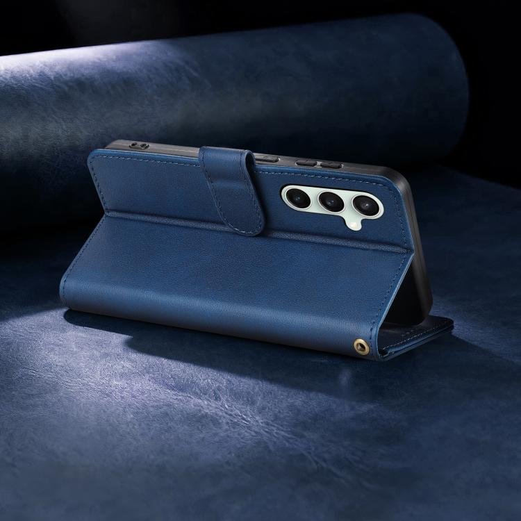 For Samsung Galaxy S24 5G AZNS A2 Series Tri-Card Wallet RFID Vegan Leather Phone Case with Strap