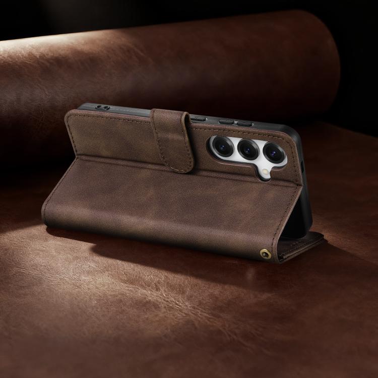 For Samsung Galaxy S25+ 5G AZNS A2 Series Tri-Card Wallet RFID Vegan Leather Phone Case with Strap