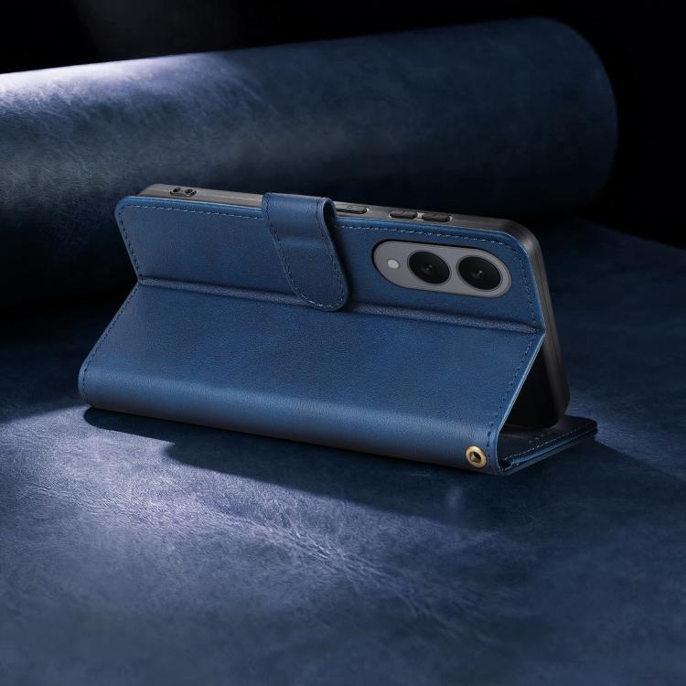 For Samsung Galaxy S25 Edge 5G AZNS A2 Series Tri-Card Wallet RFID Vegan Leather Phone Case with Strap