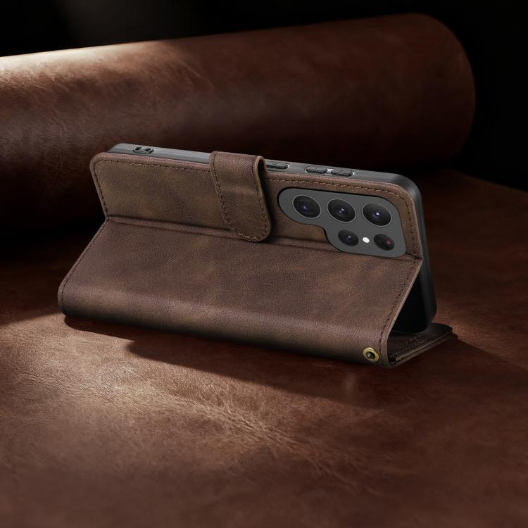 For Samsung Galaxy S25 Ultra 5G AZNS A2 Series Tri-Card Wallet RFID Vegan Leather Phone Case with Strap