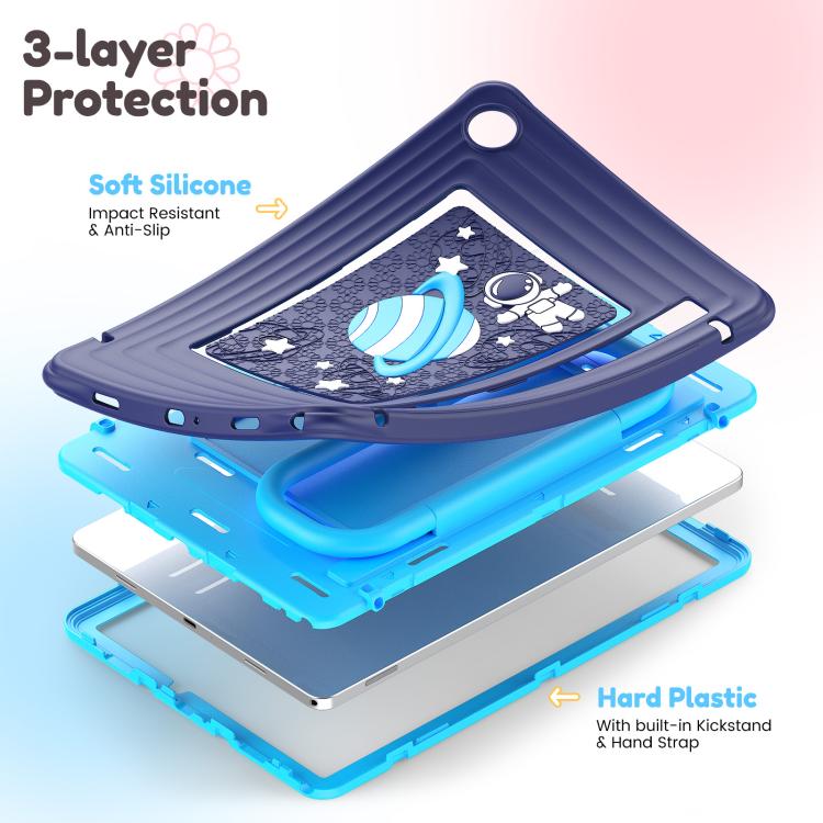 For Samsung Galaxy Tab A11+ / A9+ Handle Holder Silicone Hybrid PC Tablet Case with Shoulder Strap