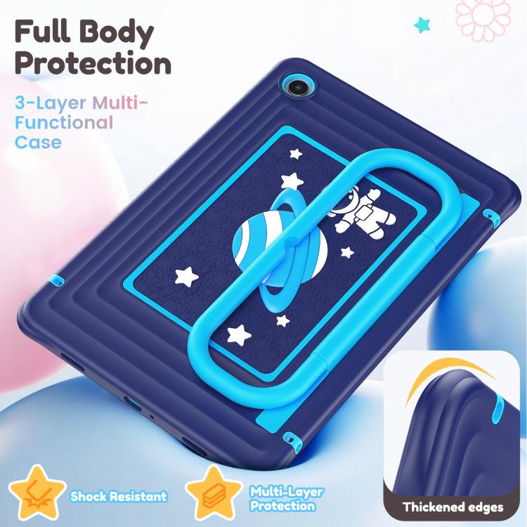 For Samsung Galaxy Tab A11+ / A9+ Handle Holder Silicone Hybrid PC Tablet Case with Shoulder Strap