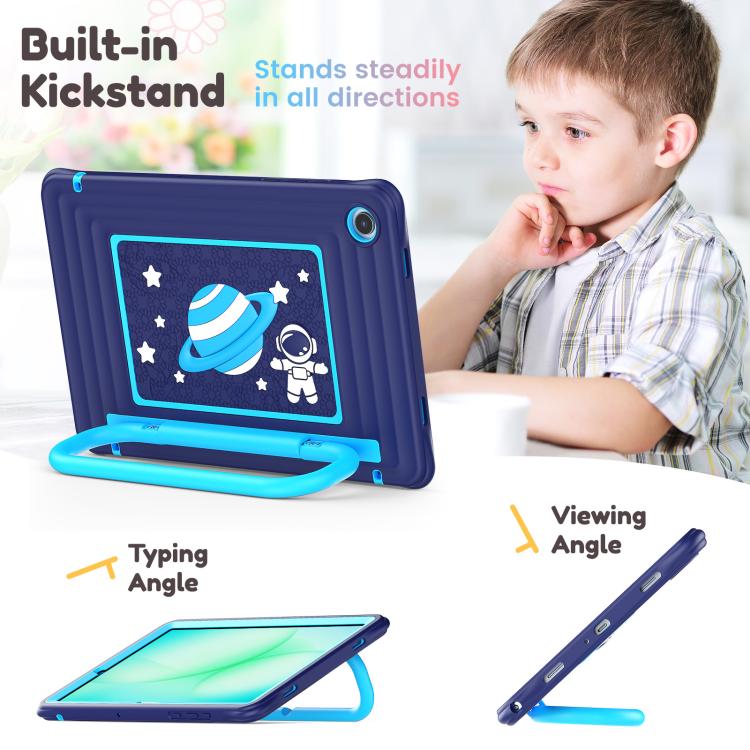 For Samsung Galaxy Tab A11+ / A9+ Handle Holder Silicone Hybrid PC Tablet Case with Shoulder Strap