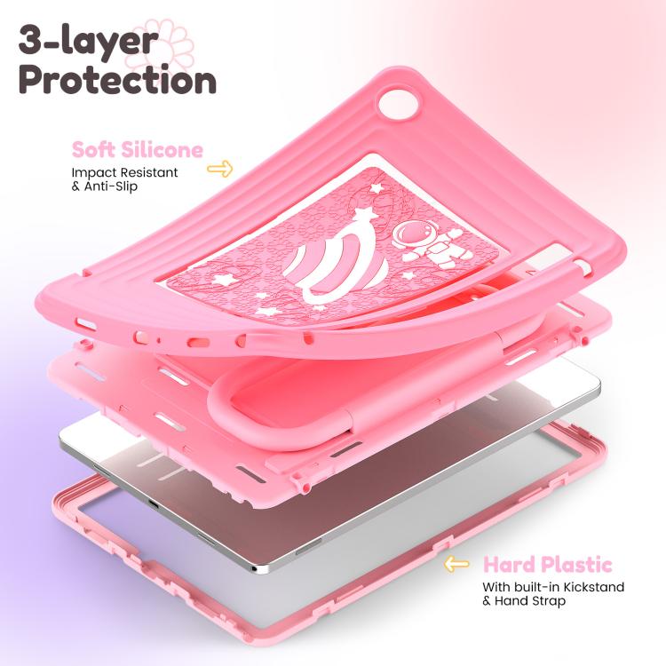 For Samsung Galaxy Tab A11+ / A9+ Handle Holder Silicone Hybrid PC Tablet Case with Shoulder Strap