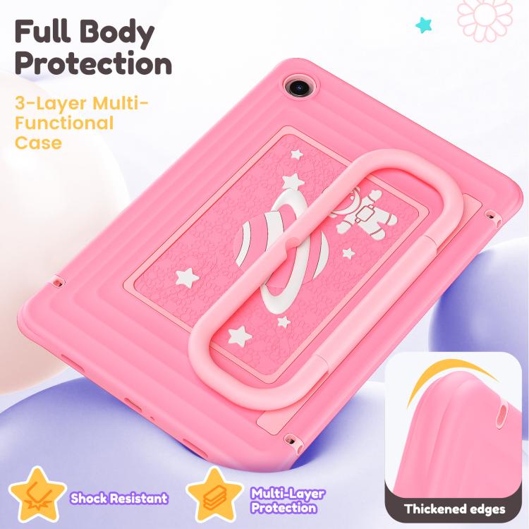 For Samsung Galaxy Tab A11+ / A9+ Handle Holder Silicone Hybrid PC Tablet Case with Shoulder Strap
