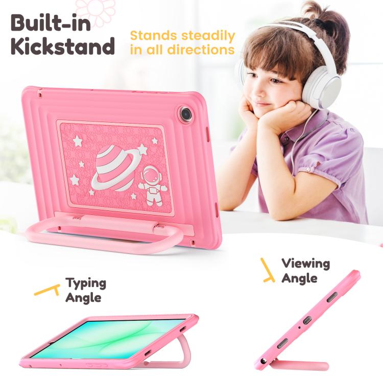 For Samsung Galaxy Tab A11+ / A9+ Handle Holder Silicone Hybrid PC Tablet Case with Shoulder Strap