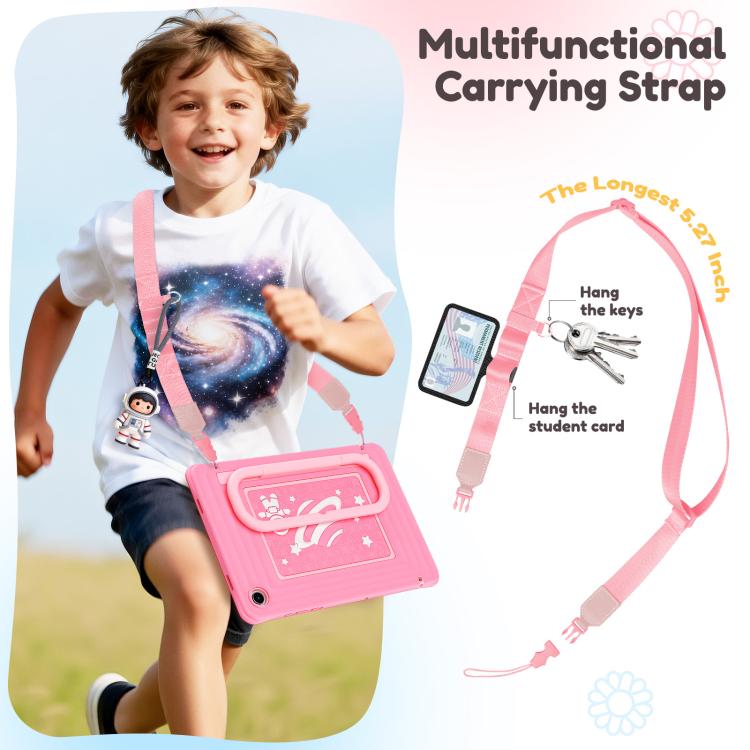 For Samsung Galaxy Tab A11+ / A9+ Handle Holder Silicone Hybrid PC Tablet Case with Shoulder Strap