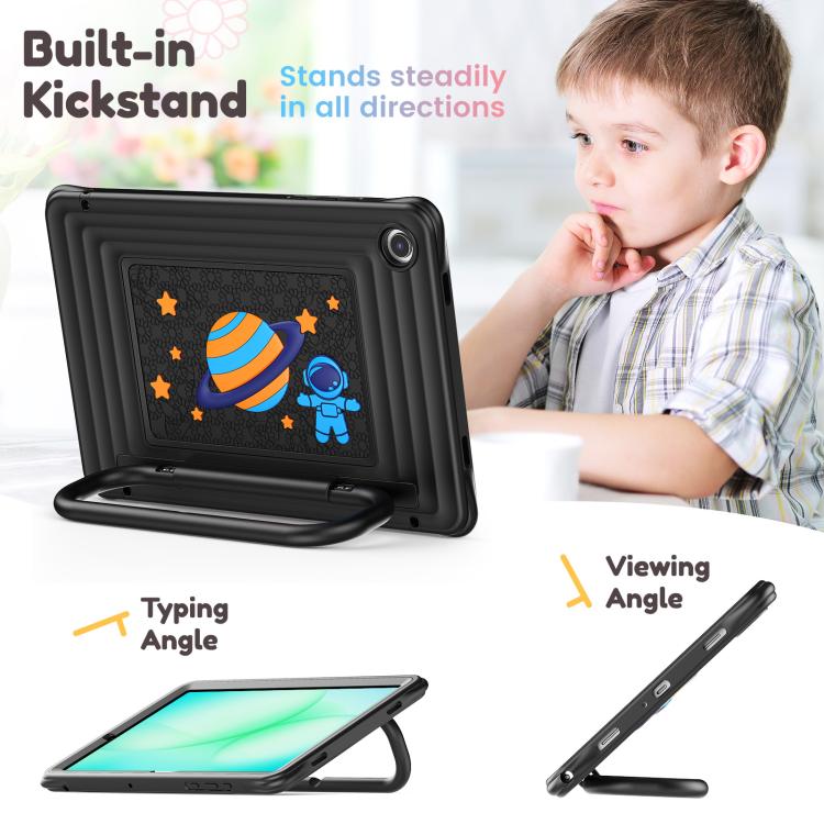 For Samsung Galaxy Tab A11+ / A9+ Handle Holder Silicone Hybrid PC Tablet Case with Shoulder Strap