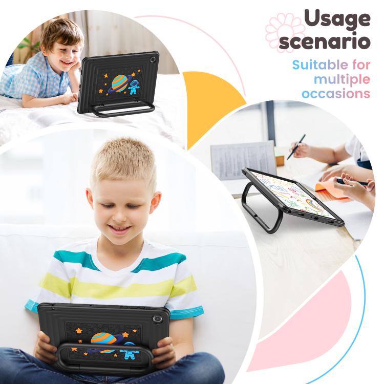 For Samsung Galaxy Tab A11+ / A9+ Handle Holder Silicone Hybrid PC Tablet Case with Shoulder Strap