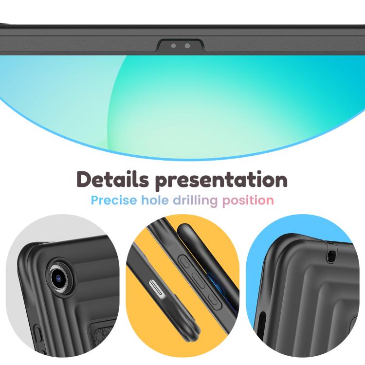 For Samsung Galaxy Tab A11+ / A9+ Handle Holder Silicone Hybrid PC Tablet Case with Shoulder Strap
