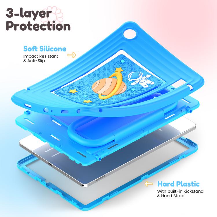For Samsung Galaxy Tab A11+ / A9+ Handle Holder Silicone Hybrid PC Tablet Case with Shoulder Strap