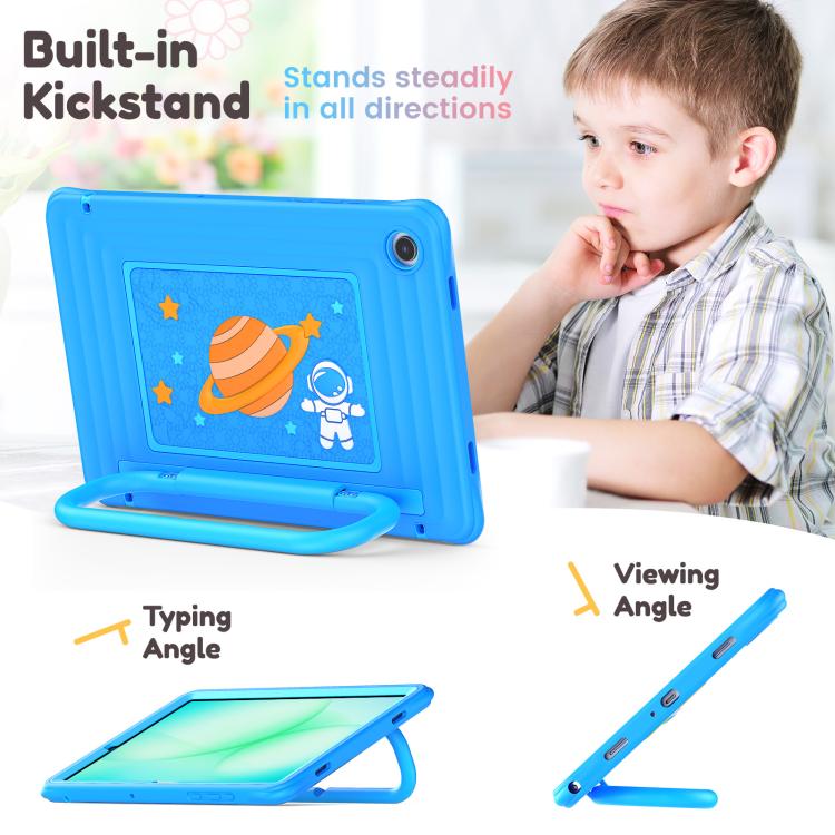 For Samsung Galaxy Tab A11+ / A9+ Handle Holder Silicone Hybrid PC Tablet Case with Shoulder Strap